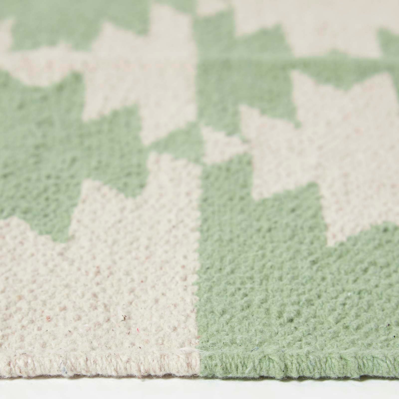 Turin Green & Natural Kilim Cotton Rug | 150cm x 95cm | Green