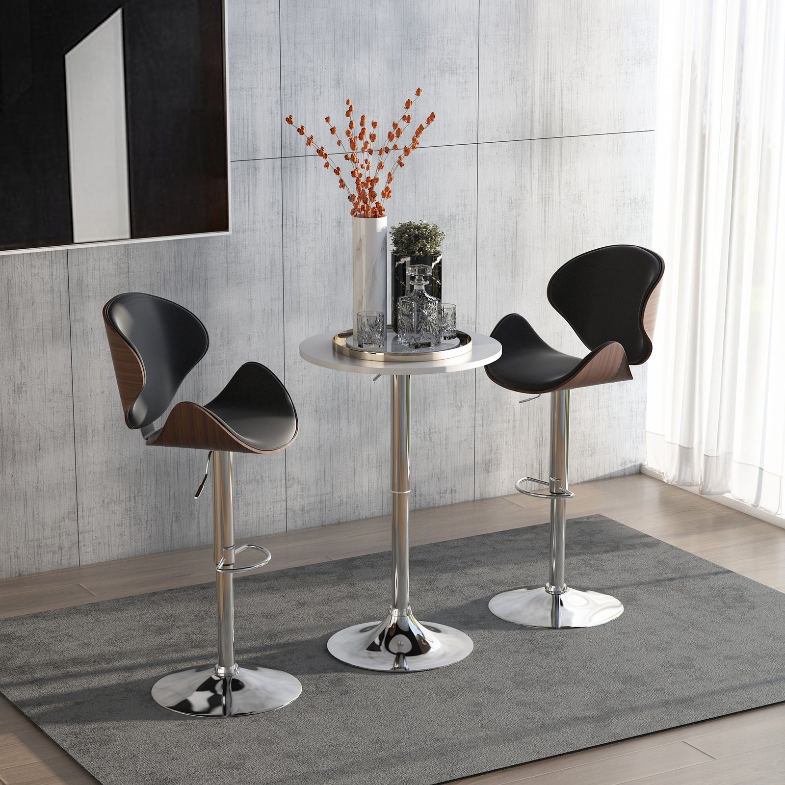Adjustable Round Bar Table, Swivel Top, 60cm