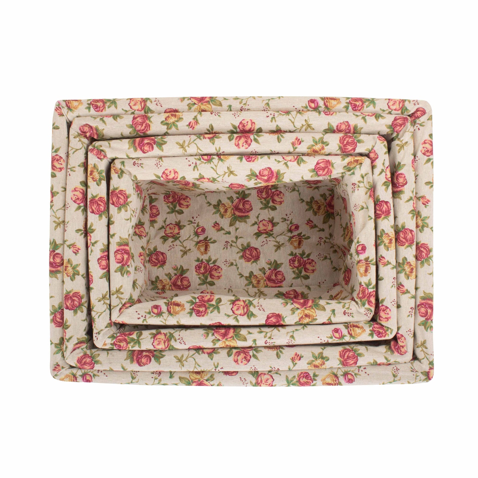 Wicker Double Steamed Garden Rose Willow Storage Baskets | Set of 4 | Red