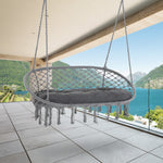 Hanging Chair, Cotton-polyester Blend Macrame, Metal Frame | Dark Gray