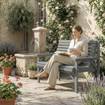 Wooden Garden Bench 2 Seater, Patio Bench For Indoor Outdoor | Grey