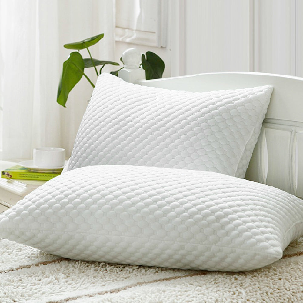 Bamboo Fiber Fabric Shredded Memory Foam Adjustable Medium Bed Pillows | Queen
