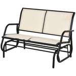 2-person Patio Glider Bench Gliding Chair Loveseat W/armrest | Cream