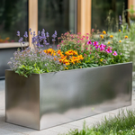 Zinc Galvanised Trough Planter | 75cm x 32cm x 32cm | Silver