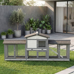 PawHut Rabbit Hutch, Guinea Pig Hutch, 2-tier Bunny House W/ Run