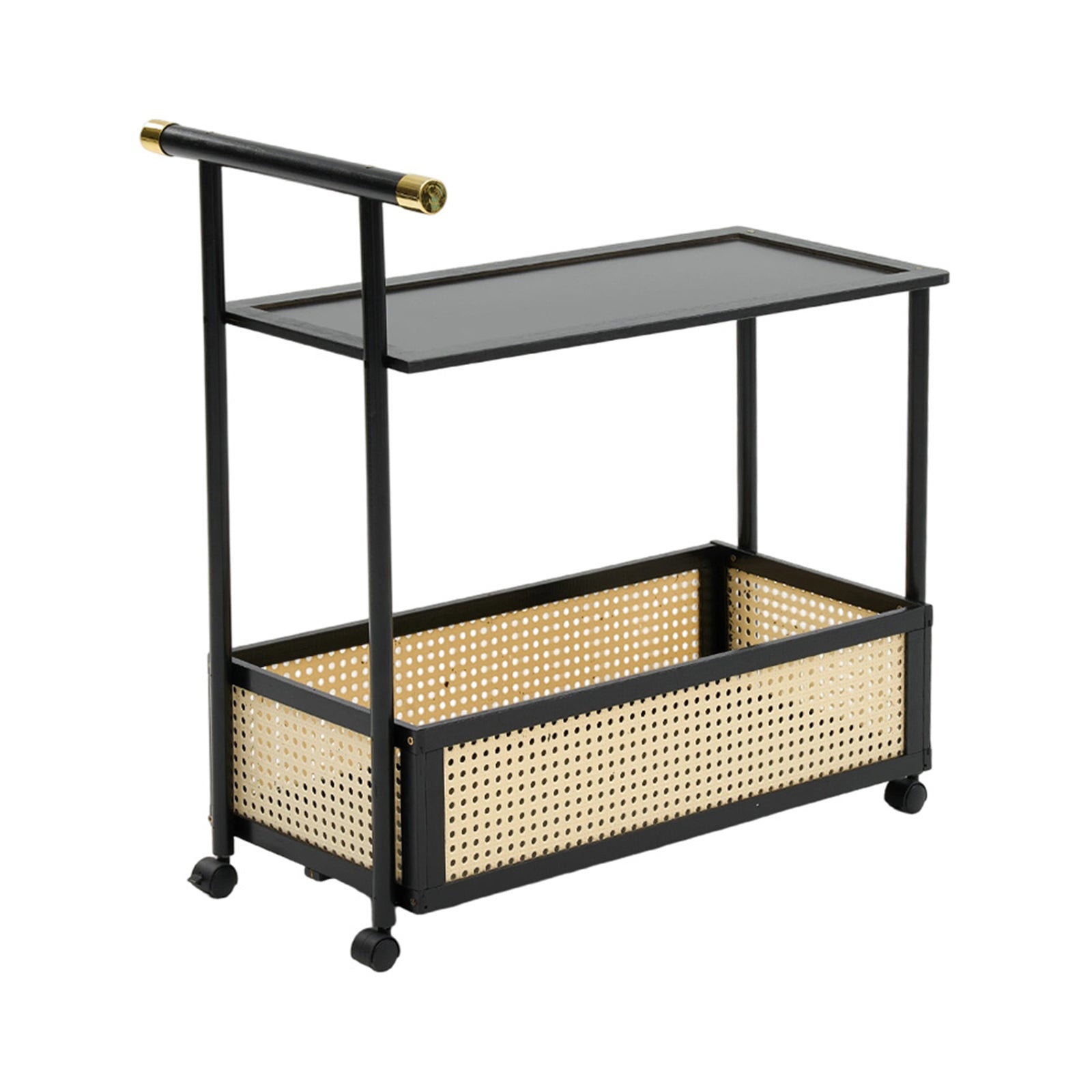 Breeins 2-tier Rolling Bamboo Side Table With Side Handle