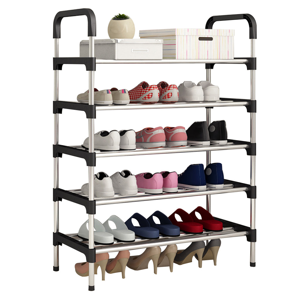 Multi Tiers Shoe Rack Organizer Stackable Space Saving Shoe Shelf | 5 | Black