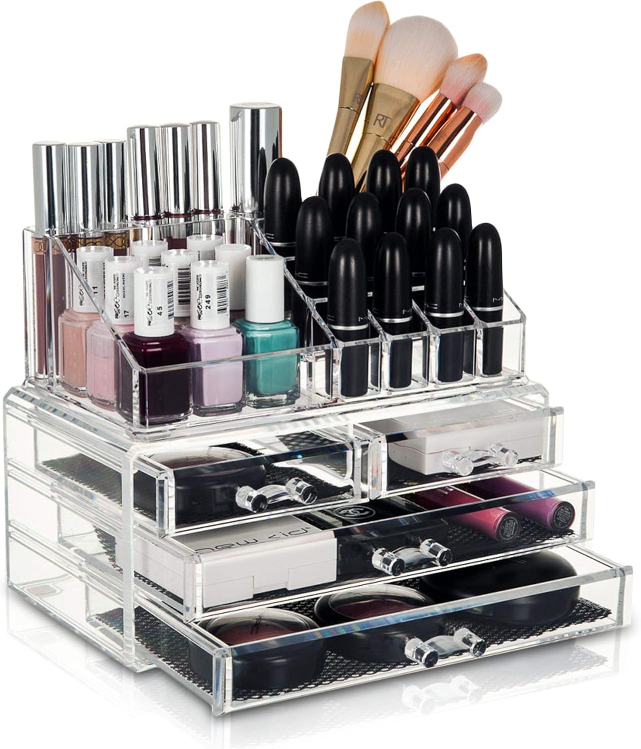 Glamsmacked Acrylic Makeup Organiser Clear 4 Drawer Storage For Cosmetics