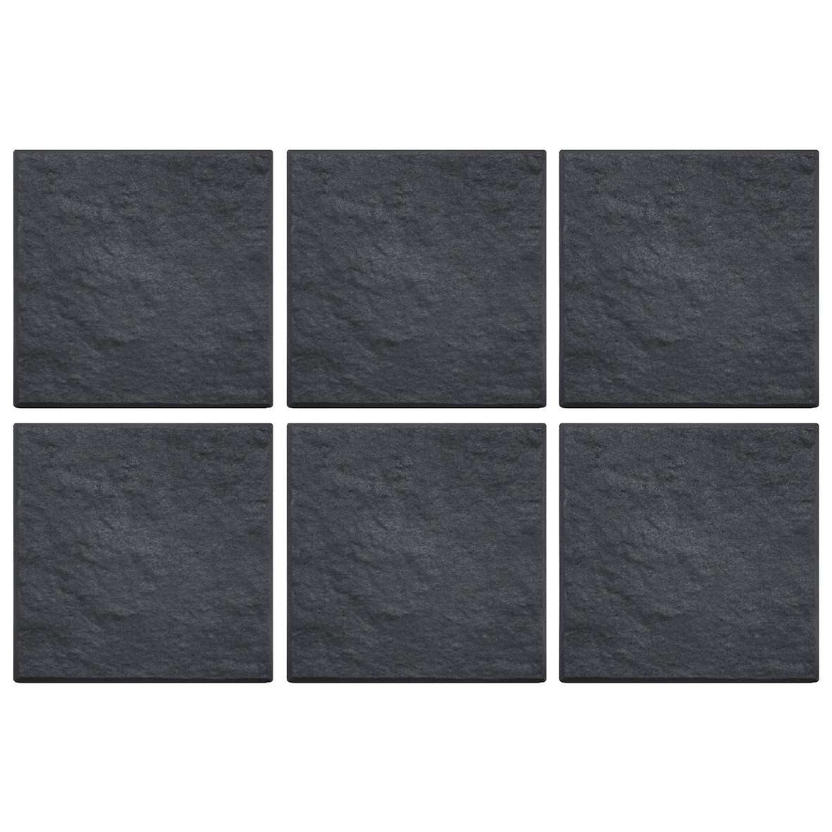 Stomp Stone Square Rubber Stepping Stones - Slate | Set of 6 | Slate