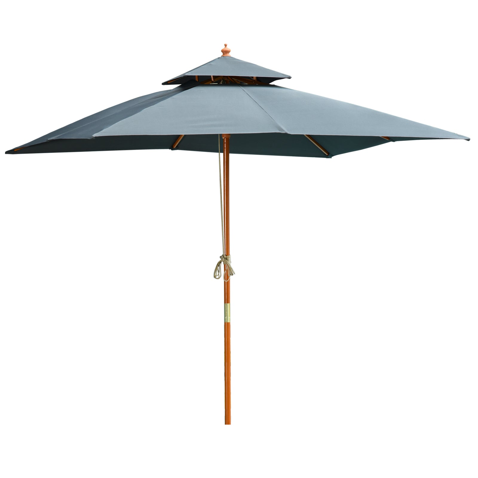 3x3m Folding Bamboo Parasol With 2 Pulley | Dark Gray