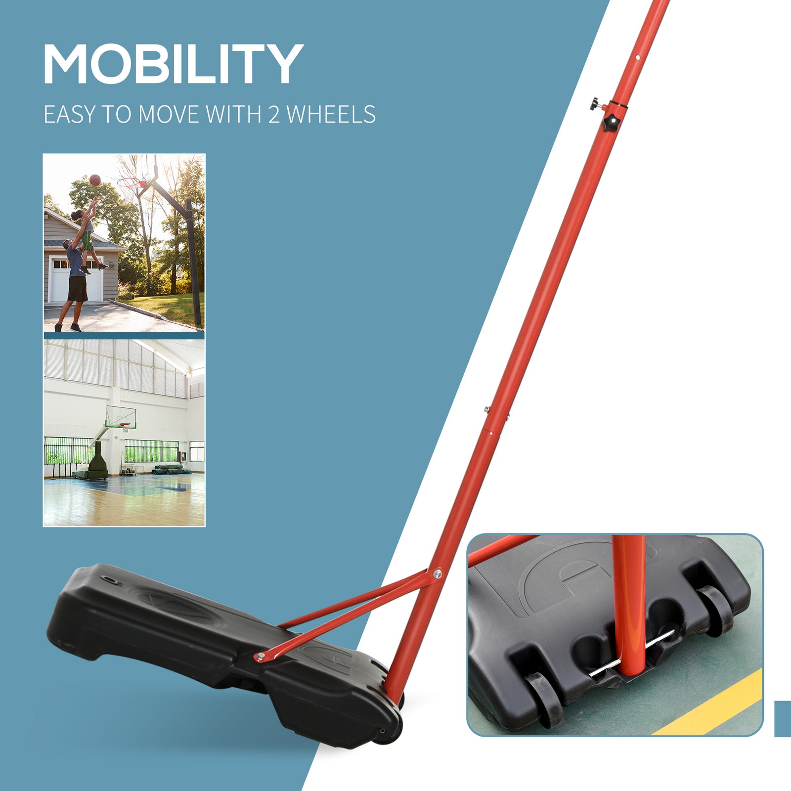 Portable Basketball Stand With Adjustable Height 200-250cm | Black