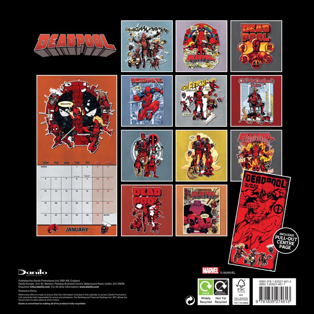 Deadpool 2026 Square Calendar Official Product