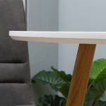 Dining Table With Matte Round Top, Metal Base