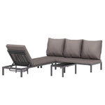 Rattan Lounge Set W/ Adjustable Back - Grey