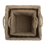 Wicker Antique Wash Square Hessian Lined Log Basket | Set-of-2 | Brown