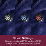 2-in-1 Heated Shawl & Blanket with Rechargeable Battery Pack | Navy Blue