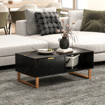 Coffee Table, Living Room Table With Drawer And Open Shelves | Black