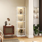 Led Floor Lamp With Glass Shelves, Dimmable Room Lamp | White