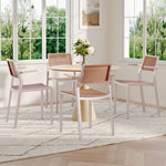 Set Of 4 Pseudo-rattan Pp Dining Chair With Armrest | White