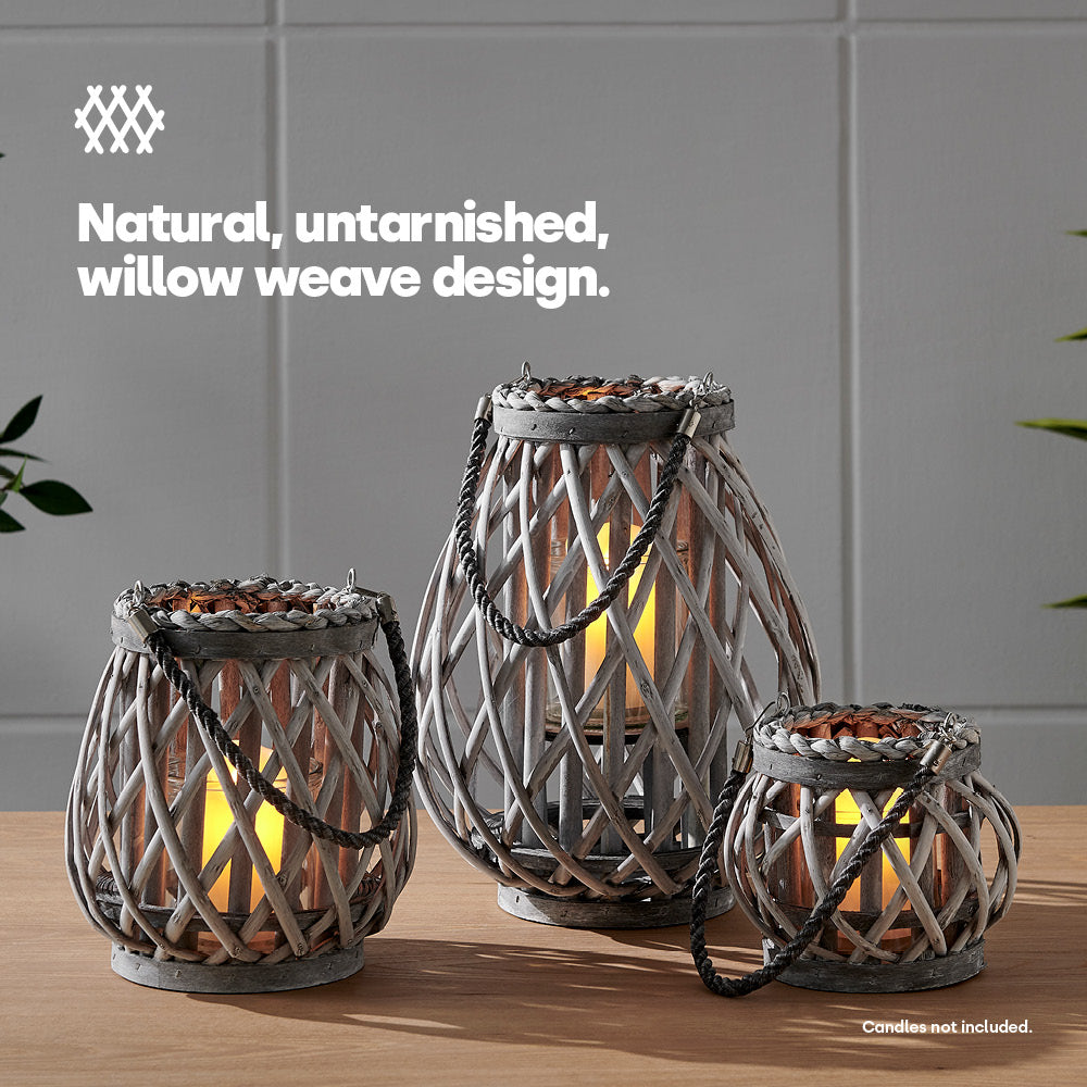 Willow Lanterns Set Of 3 - Grey