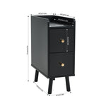 Modern Mdf Bedside Table With 2 Drawers | Black