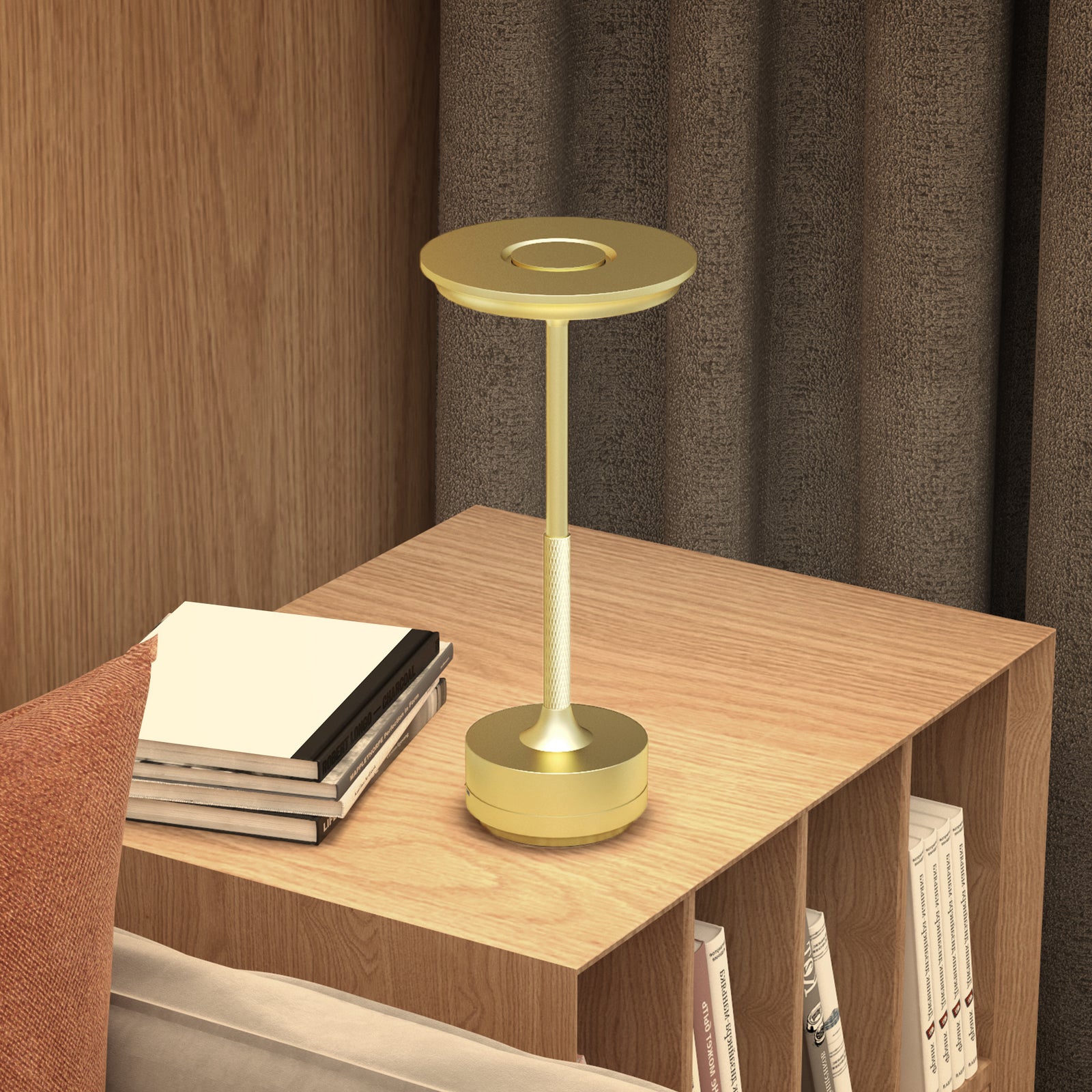 Led Cordless Table Lamp With Battery Operated For Bedroom | One Size | Gold