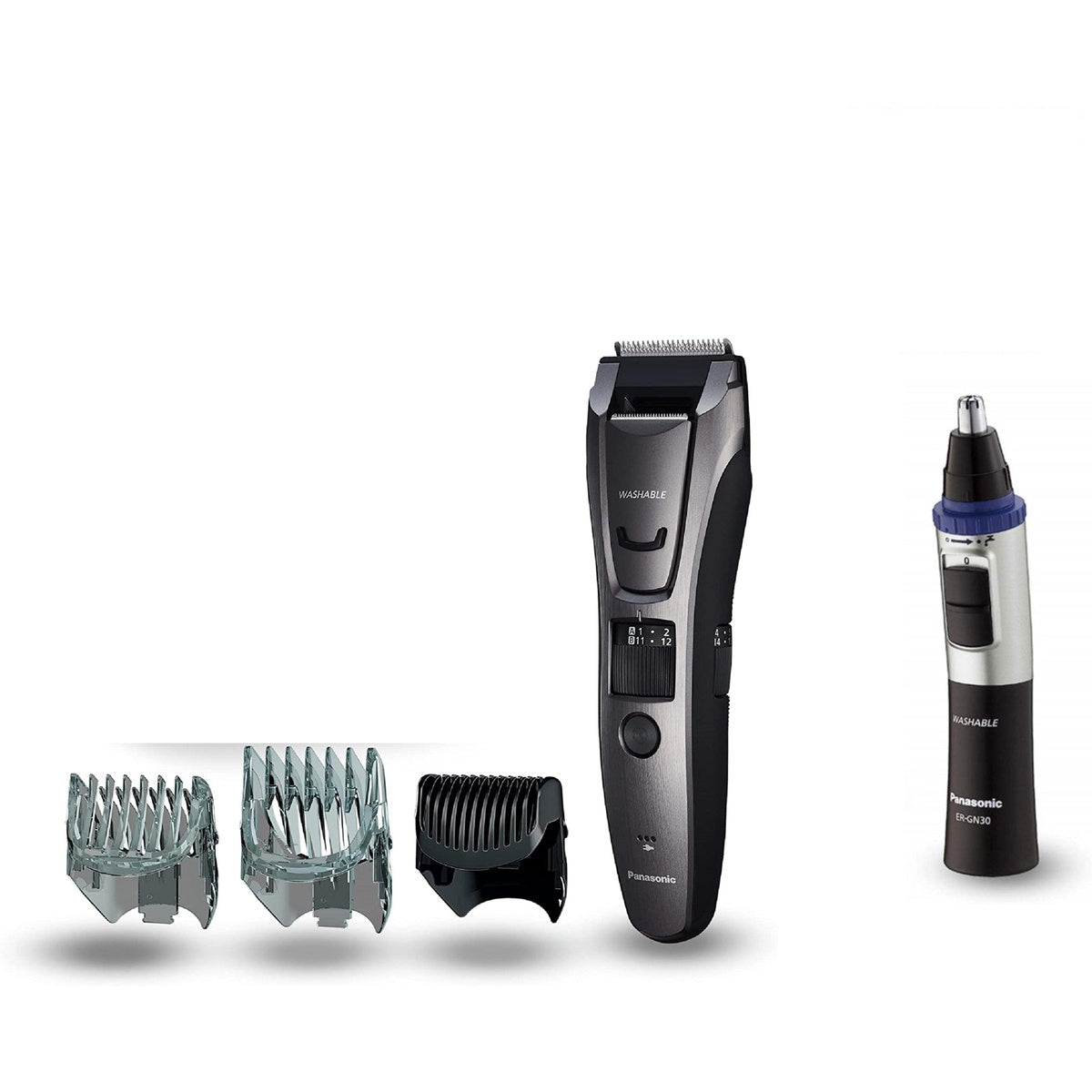 Er-gb80 + Er-gn30 Beard, Body & Facial Hair Trimmer Set | Black