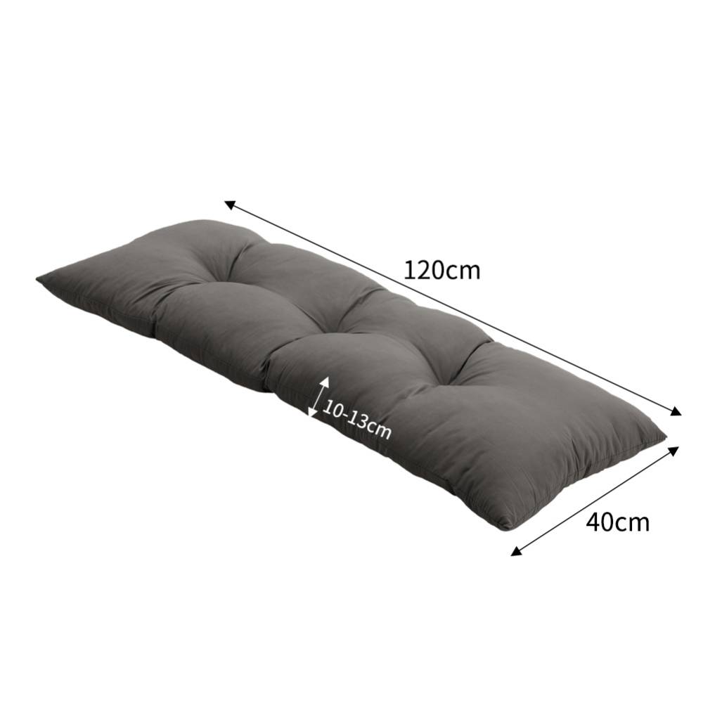 Comfortable Rectangular Tufted Bench Cushion Soft Seat Pad | Small | Dark Grey