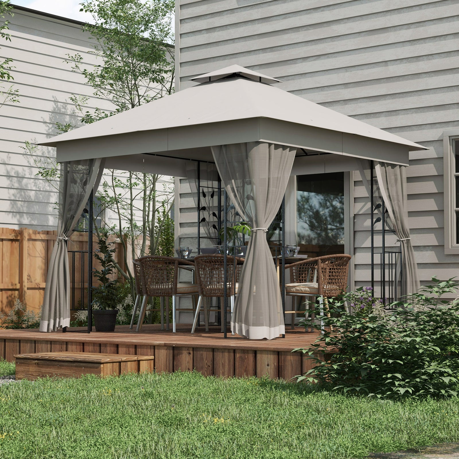 3(m) X 3(m) Patio Garden Metal Gazebo Marquee Party Tent | Light Slate Gray