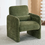 Chenille Modern Accent Chair With Lumbar Pillow | Green