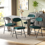 Folding Chairs Set Of 4 With Cushioned Seat, Steel Frame | Teal