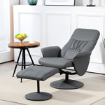 Pu Leather Armchair And Footrest Swivel Recliner W/ Ottoman | One Size | Grey