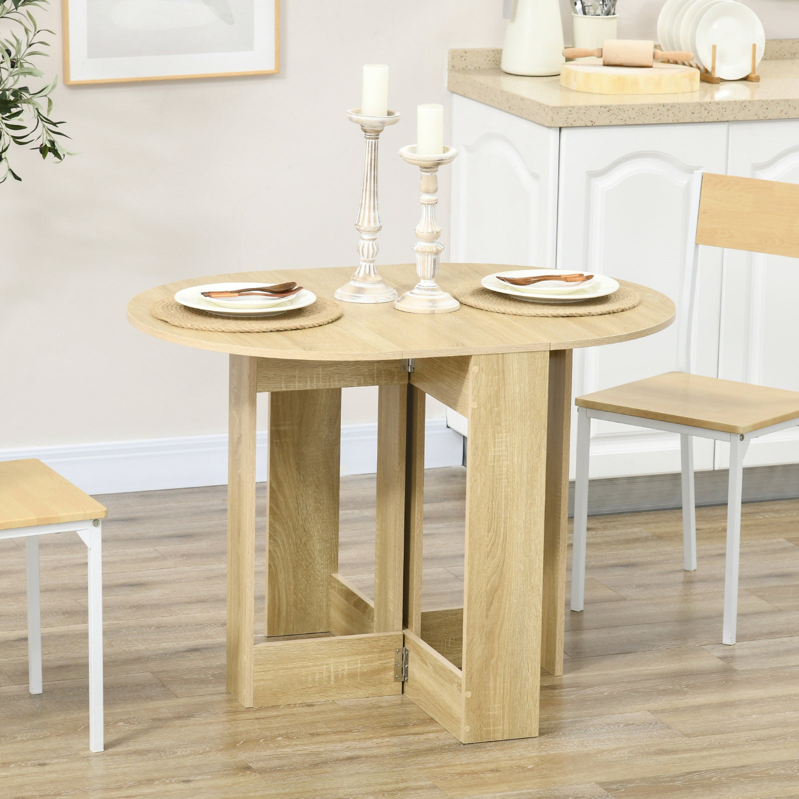 Folding Drop Leaf Dining Table Foldable Dinner Table | Natura