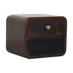 Solid Wood Mini Curved California Walnut Wall Mounted Bedside With Open Slot