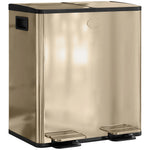 2 X 20l Dual Rubbish Bin Pedal Bin For Recycling And Waste | Gold