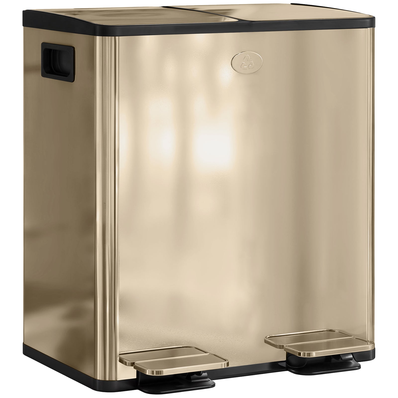 2 X 20l Dual Rubbish Bin Pedal Bin For Recycling And Waste | Gold