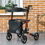4 Wheel Rollator Walker With Seat And Bags Adjustable | One Size | Red