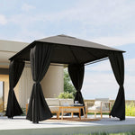 3 X 3 M Gazebo Replacement Curtains Privacy Panel Set, 4 Panels | Dark Grey