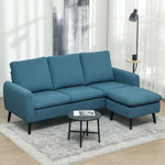 3 Seater Corner Sofa Couch Settee With Chaise Lounge | One Size | Blue