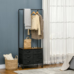 Hanging Clothes Rail Clothes Rack W/ 6 Fabric Drawers