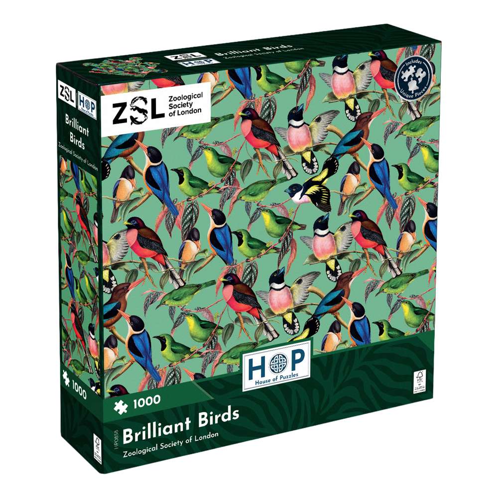 The House of Puzzles ZSL Brilliant Birds 1000 Piece Jigsaw Puzzle