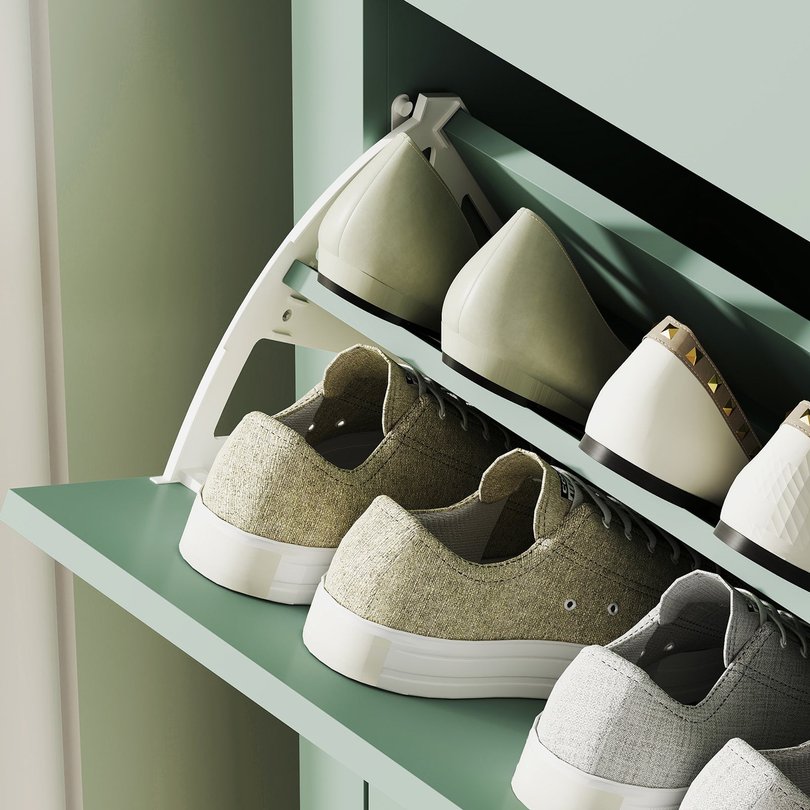 2 Drawer Shoe Cabinet For Hallway | Green