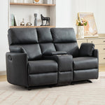 Hudson 2 Seat Rocker Recliner Sofa With Centre Console | Black