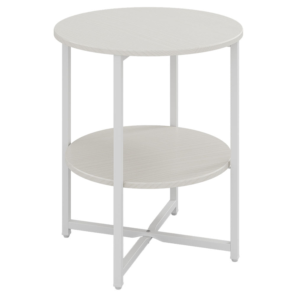 Small Round Coffee Table With 2 Tier | White
