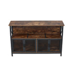 Industrial Wine Bar Cabinet With Metal Frame | Black