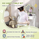 Kids Dressing Table With Mirror And Stool, Drawer, Storage Boxes - White | White