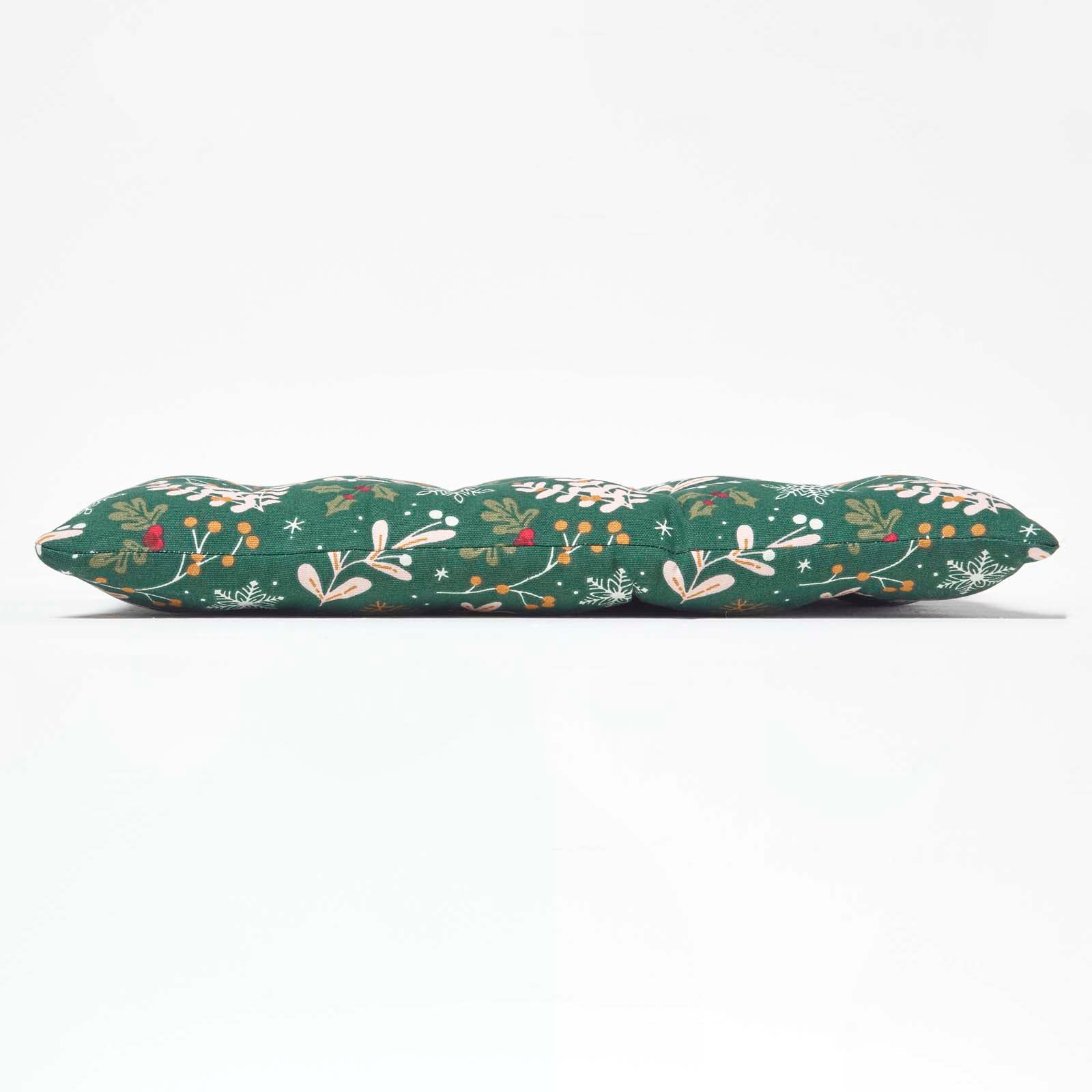Christmas Seat Pad With Straps 100% Cotton 40 x 40cm | 40cm x 40cm | Green