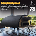 Gas & Wood Fuel Pizza Oven Built-in Thermometer & Pizza Paddle Black/silver