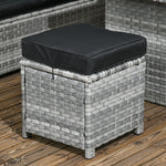 5 Pieces Rattan Set W/ Sofa, Table, Stools, Cushions