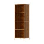 4-tier Open Bookcase, Small Space Bamboo Storage Shelf, Freestanding Corner Organizer With Raised Feet